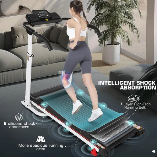 Miniatura 6 de Cinta de correr con estación de trabajo de escritorio y altura ajustable, caminadora plegable de 2.5 HP con inclinación de 3 niveles, capacidad