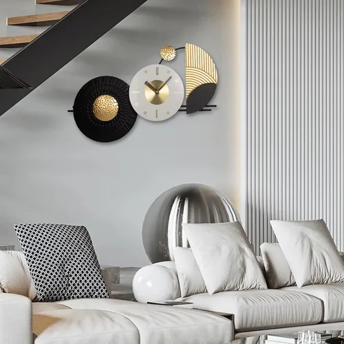 Miniatura 5 de Reloj de pared grande e irregular, moderno, de 26 x 16 pulgadas, único, silencioso, sin tictac, funciona con pilas, relojes decorativos para sala