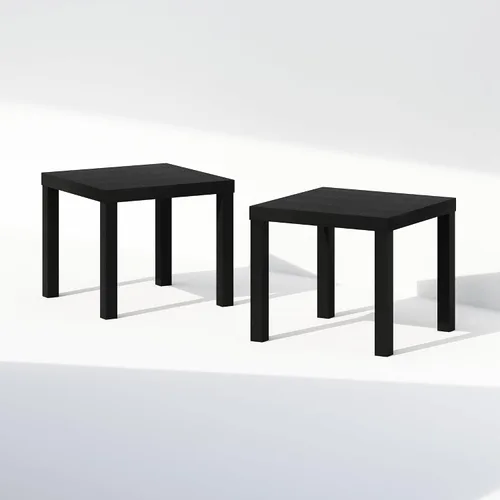 Miniatura 4 de Furinno Juego de 2 mesas de centro clásicas, mesa de centro cuadrada moderna con tablero triple grueso, mesa auxiliar con 4 patas, para sala de Negro