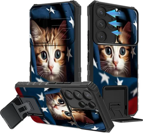 Miniatura 155 de Funda para Samsung Galaxy S22 Ultra 5G, Galaxy S22 Ultra con cubierta de cámara deslizante, funda resistente de doble capa con función atril Black