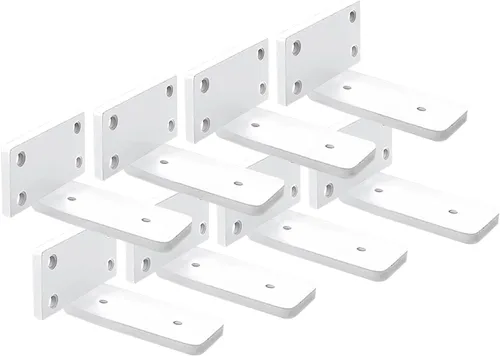 Miniatura 24 de Paquete de 4 soportes de estante flotantes de 8 pulgadas, soporte de estante oculto de 1/5 pulgadas de grosor, soportes de metal de hierro
