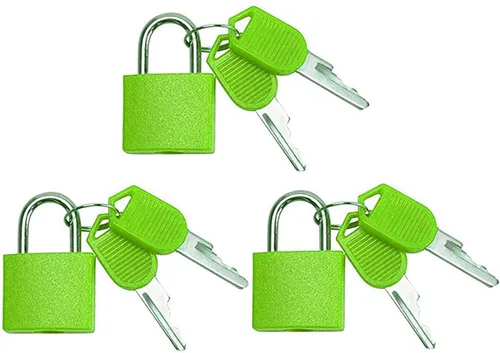 Miniatura 11 de 3 piezas de candado de metal sólido de latón macizo, mochila, diario, joyero, manualidades, cerradura de enseñanza escolar con llave y cubierta Azul