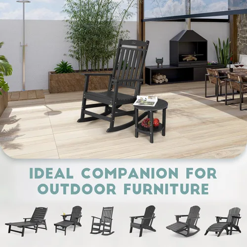 Miniatura 8 de FUNBERRY Mesa auxiliar Adirondack para exteriores, mesas auxiliares de patio de 2 niveles, HDPE para todo tipo de clima para exteriores