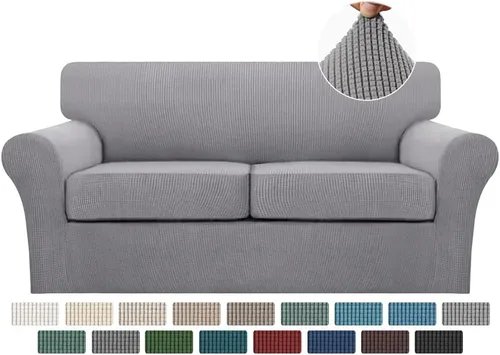 Miniatura 10 de Turquoize 2 fundas para sillas de sala de estar, funda de sofá con fundas de cojín individuales, funda de muebles para sillas (silla, beige biscotti)