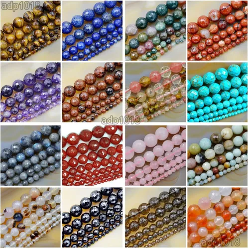 AD Beads Cuentas sueltas redondas facetadas de piedras preciosas naturales de 15.5 pulgadas, 0.157 in a 0.394 in (0.157 in, amatista facetada)