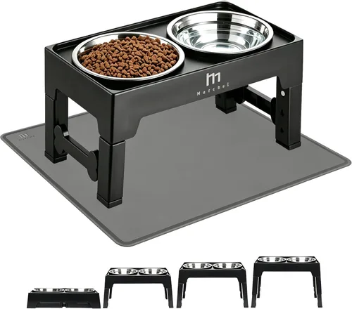 Marchul Cuencos elevados para perros, cuencos elevados de agua para alimentos para perros con 2 cuencos gruesos de acero inoxidable, 4 alturas