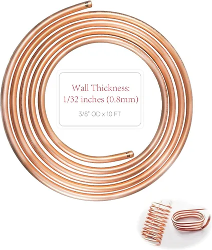 Miniatura 12 de Tubo de Cobre 99.9% 1,27 cm de diámetro exterior x 1,1 cm de diámetro interior 1,5 m, Pared del Tubo: 0,8 mm, Tubos Redondos Sin Costuras T2