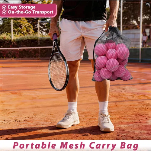 Miniatura 5 de Pelotas de tenis, paquete de 18 pelotas de entrenamiento con bolsa de malla para un fácil transporte, pelotas de práctica para perros y mascotas