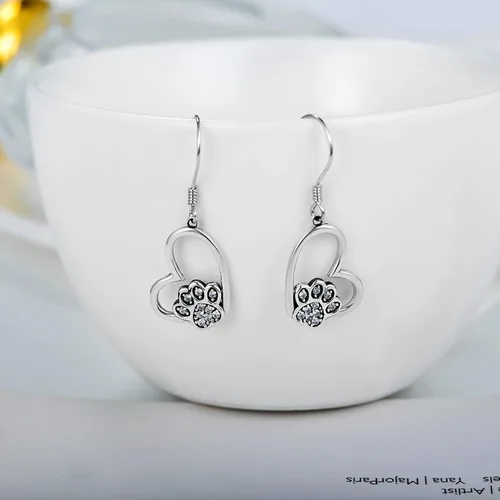 Miniatura 56 de POPKIMI Bonitos aretes colgantes de animales, joyería de animales, regalos de cumpleaños y Navidad para mujeres, aretes de ópalo de cristal de plata