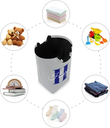 Miniatura 4 de Cesta de lavandería personalizada con tu nombre, bolsa de lavandería grande personalizada, plegable, de tela Oxford, elegante contenedor