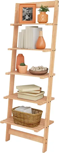 Miniatura 11 de Lavish Home - Estantería de escalera de 5 niveles, estantería inclinada estrecha de 50 pulgadas, estantería de madera para sala de estar, baño
