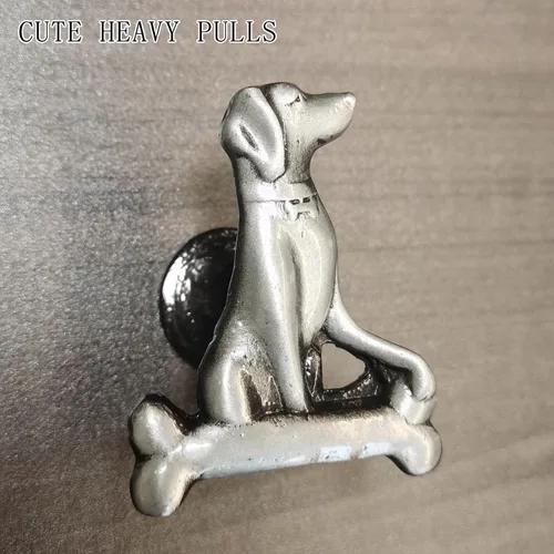 Miniatura 3 de Paquete de 6 perillas metálicas para armario de perro y hueso para mascotas, para armario, cajón, aparador, puerta, manijas de un solo agujero