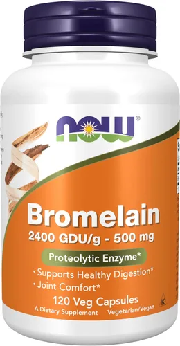Miniatura 12 de NOW Foods Suplementos, bromelina (enzima proteolítica natural) 2,400 GDU/g - 500 mg, enzima proteolítica natural*, 60 cápsulas vegetales