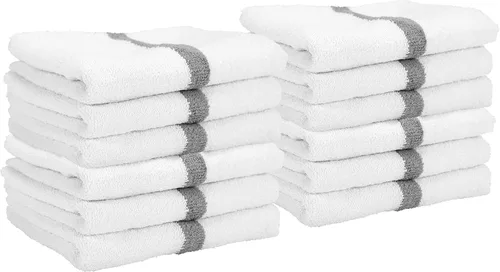 Miniatura 24 de Arkwright - Paquete de 6 toallas blancas de baño para gimnasio, 100 % algodón, suaves, de secado rápido, absorbentes del sudor, toallas de calidad