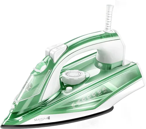 Martisan Steam Iron Lite, 1600 W, calentamiento rápido de 15 segundos, suela adicional para reserva de calor, temperatura ajustable precisa, panel