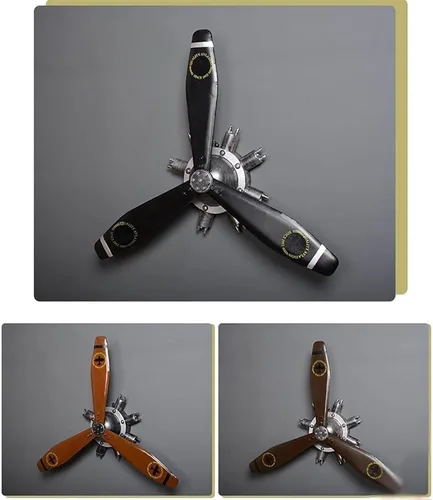 Miniatura 5 de Decoración de pared de hélice de avión KTV de metal, hélice mecánica montada en la pared de estilo industrial retro, escultura de pared de hierro