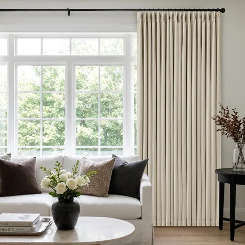 Miniatura 81 de Juego de 2 paneles de cortinas plisadas negras de 80 pulgadas para sala de estar, cortinas plisadas de lino con forro de 80 pulgadas de largo, 100%