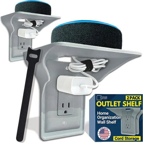 Miniatura 19 de BeraTek Power Perch - Estante de pared con almacenamiento de cable, estante de enchufe que ahorra espacio para dormitorio, baño, cocina, soporte