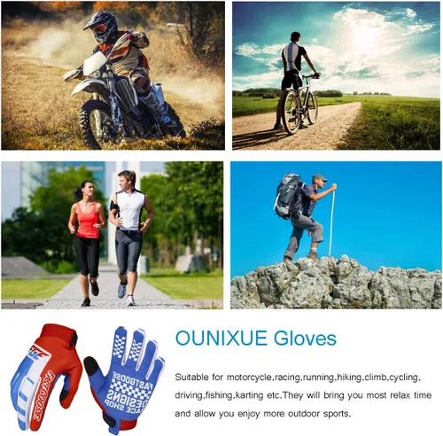 Miniatura 6 de OUNIXUE Guantes de motocross para motocicleta con pantalla táctil para hombres y mujeres, guantes de motocross de montaña de dedo completo