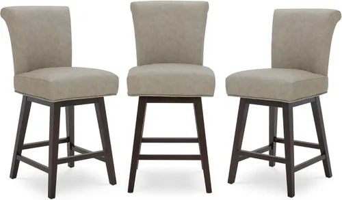 Miniatura 31 de CHITA Taburete giratorio de 26 pulgadas con altura de mostrador, taburete de bar tapizado moderno con respaldo certificado FSC de cuero sintético