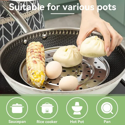 Miniatura 3 de Estante de vapor de 10 pulgadas, estante de acero inoxidable para conservas, bandeja de cocción al vapor, cesta de vapor, estante de vapor para olla