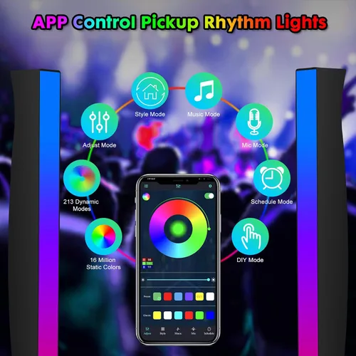 Miniatura 3 de Barra de luz de ritmo alimentada por batería, luces de ritmo de captación de control de sonido RGB, control por aplicación, luces LED de nivel