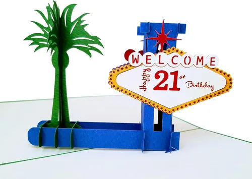 iGifts And Cards Fabulous - Tarjeta emergente de cumpleaños de Las Vegas 21 – Celebración de hito, regalo de edad legal, felicitaciones, regalo de