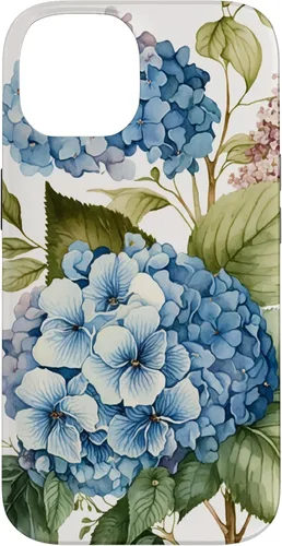 Miniatura 4 de Watercolour Vintage Blue Hydrangea with Flower Flower Case for iPhone 17