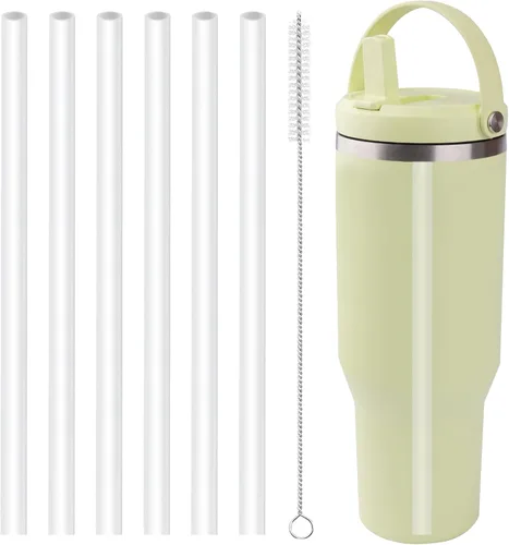Pajitas de repuesto compatibles con vaso Hydrapeak Nomad de 40 onzas con asa, paquete de 6 popotes y 1 cepillo de limpieza