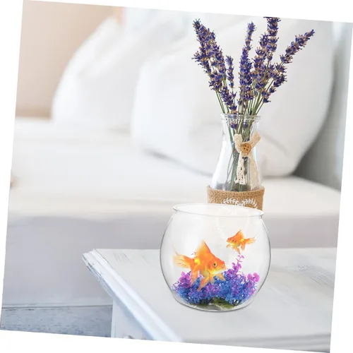 Miniatura 6 de Angoily Tanque de peces dorado transparente de 7.8 pulgadas, decoración de acuario de plástico transparente para pequeños peces betta, peces
