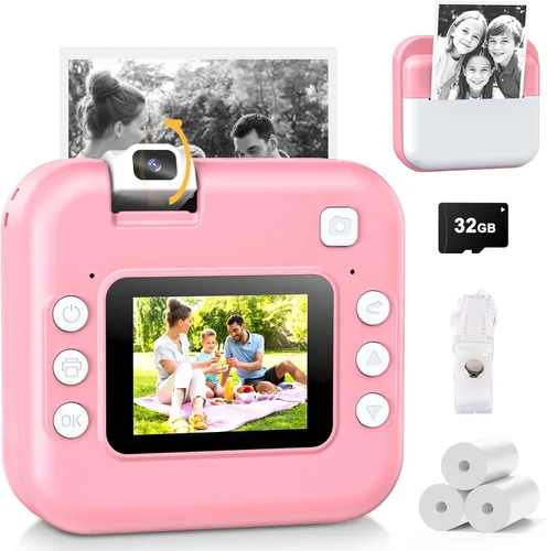 Miniatura 9 de Cámara para niños con impresión instantánea: cámara digital con lente abatible, regalo de cumpleaños para niños y niñas, fotos de impresión Azul