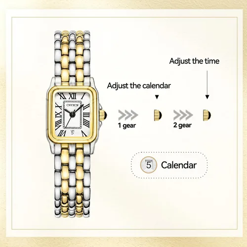 Miniatura 5 de Gold Watches for Women with Rectangular Case,Roman Dial,Vintage Bracelet,Water Resistant