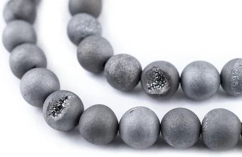 Miniatura 209 de The Bead Chest Cuentas de Jade Blanco Mate Redondas (8mm): Piedra Preciosa Orgánica Redonda Esférica de Energía con Poder de Sanación para Hacer