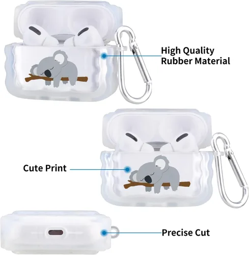 Miniatura 3 de Linda funda de koala para dormir compatible con AirPods Pro, funda protectora para Airpods Pro de dibujos animados para niñas y mujeres con llavero