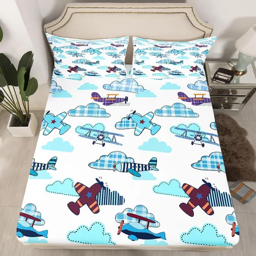 Miniatura 24 de Juego de sábanas bajeras ajustables para niños, diseño de caricaturas, camiones, tamaño individual, juegos de ropa de cama de excavadoras, camiones