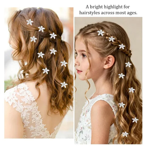 Miniatura 2 de Wecoe Pinzas para el cabello decorativas blancas pequeñas con flores para mujer, 20 piezas de lindos accesorios para el cabello, juego de regalo