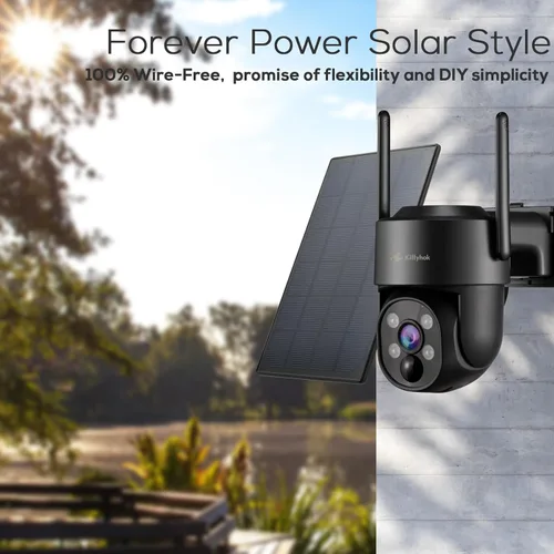 Miniatura 2 de Sistema de cámaras de seguridad solar Kittyhok negro inalámbrico para exteriores, WiFi 5G/2.4G, 4 piezas de cámara de seguridad solar para el hogar