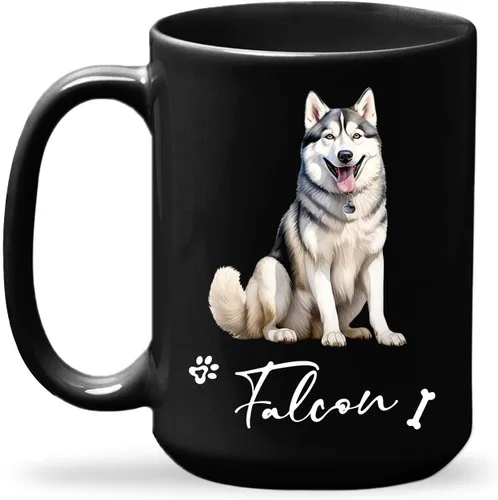 Miniatura 23 de Taza de viaje negra personalizada con nombre a elegir de 11 onzas, 15 onzas, taza de cerámica personalizada para perros Chihuahua, regalo