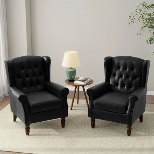 Miniatura 44 de Silla decorativa, sillón tapizado con respaldo alto con esponja de alta resistencia y patas de madera, sillas individuales modernas y cómodas de Un