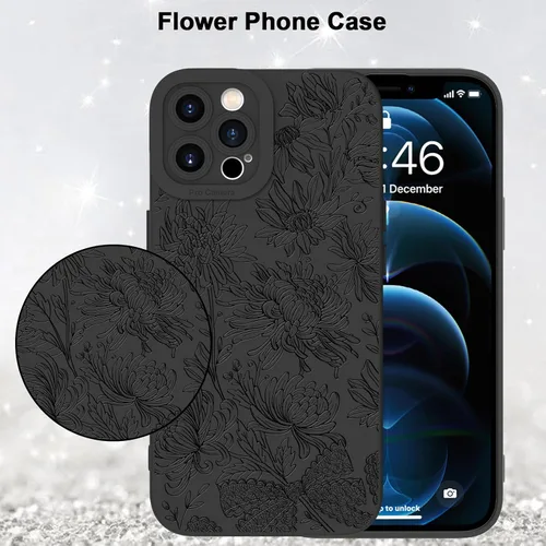 Miniatura 5 de MZELQ para iPhone 12 Pro Max, Funda de silicona con patrón floral de flores y girasoles, rosa, lindo, protección de cámara, funda suave y delgada