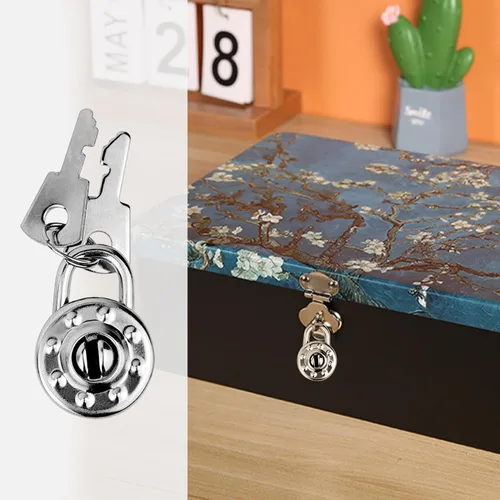 Miniatura 6 de Paquete de 5 candados para diario, mini cerraduras con llaves, pequeñas cerraduras de equipaje para viajes, joyas, cajas, mochila (círculo, 5)
