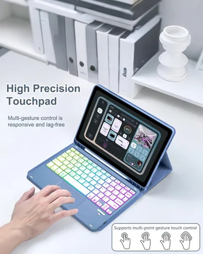 Miniatura 5 de MePadKey Funda de teclado con panel táctil para Samsung Galaxy Tab A11 Plus/A9 Plus 2025/2023 de 11 pulgadas, teclado de carga tipo C con Azul