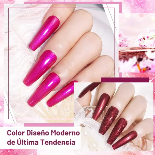Miniatura 4 de OpenLive Juego de esmalte de uñas de gel de 10 ml, 6 colores con purpurina, rosa, rojo, rosa brillante, morado intenso, serie de esmalte de uñas