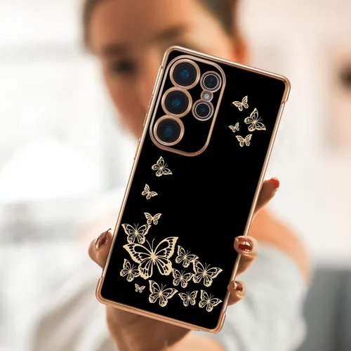 Miniatura 9 de ZTOFERA Funda de teléfono para Samsung Galaxy S23 Ultra 5G, elegante diseño de mariposa, para niñas y mujeres encantadoras, chapado suave, Negro