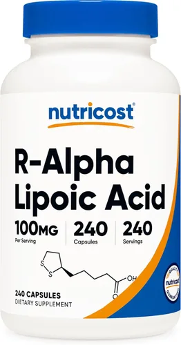 Nutricost - Ácido R-alfa lipoico 100 mg, 240 cápsulas - Cápsulas vegetarianas, vegano, sin OMG, sin gluten