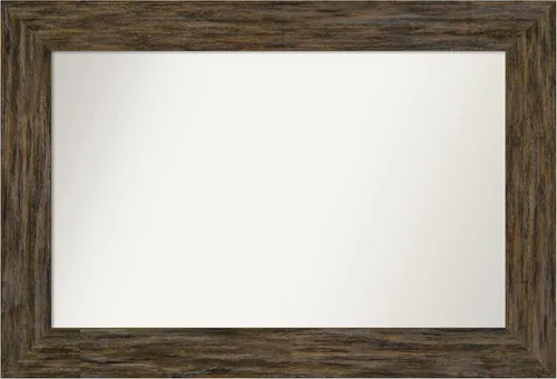 Miniatura 101 de Amanti Art Espejo personalizado, espejo de baño marrón Fencepost, espejo de pared o espejo de tocador de baño sobre el fregadero (27 x 27 pulgadas)
