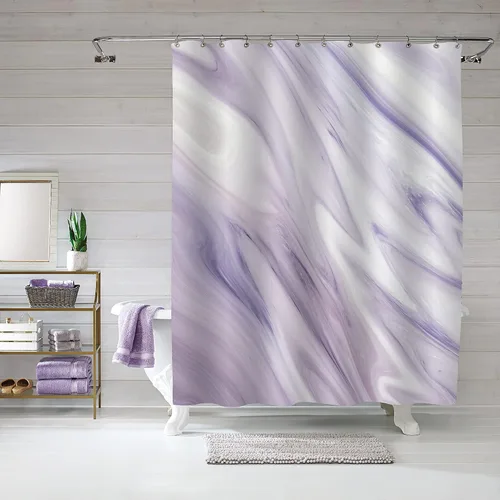 MitoVilla Juego de cortinas de ducha de mármol morado, cortina de tela abstracta para decoración de baño, cortina estándar moderna para bañera,