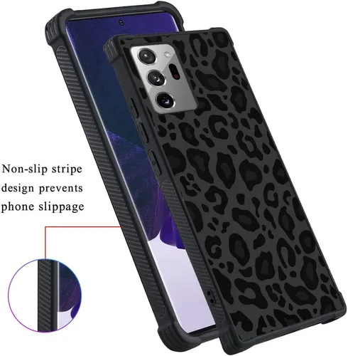 Miniatura 5 de KANGHAR Funda compatible con Galaxy Note 20 Ultra, diseño de leopardo negro, textura de neumático antideslizante, a prueba de golpes, funda