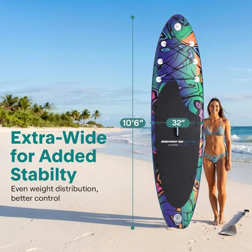Miniatura 3 de SereneLife Tabla de Paddle Inflable de Pie - Diseño Amplio y Estable, Cubierta Antideslizante para Adultos y Jóvenes con Accesorios Premium