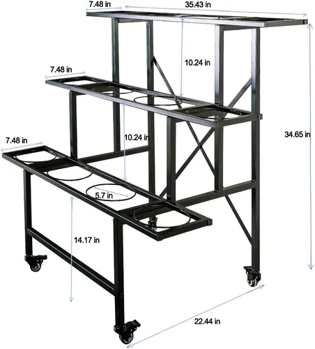Miniatura 5 de Zhongma Soporte móvil para plantas con ruedas, carrito de jardín resistente, estante de flores con 12 cubos de plástico para flores frescas